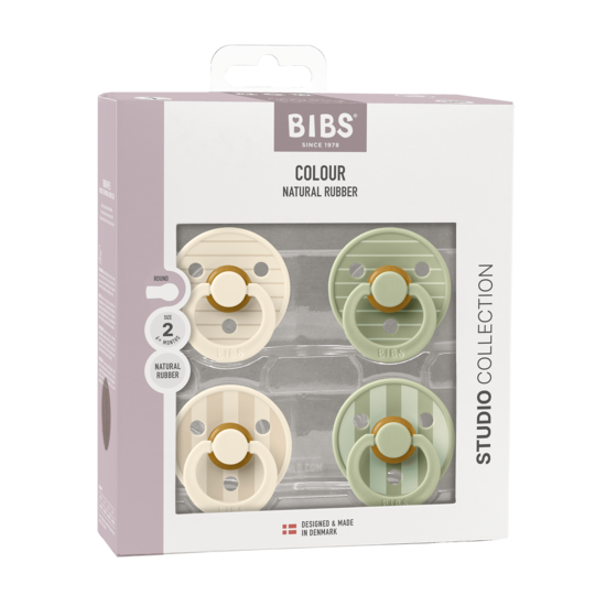 BIBS Studio Colour Latex Size 2 Pin Ivory Vanilla Mix/Pin Sage Mix 4-pack