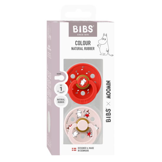 BIBS x Moomin Pacifier Colour Dancing Latex Size 1 Candy Apple mix 2-pack