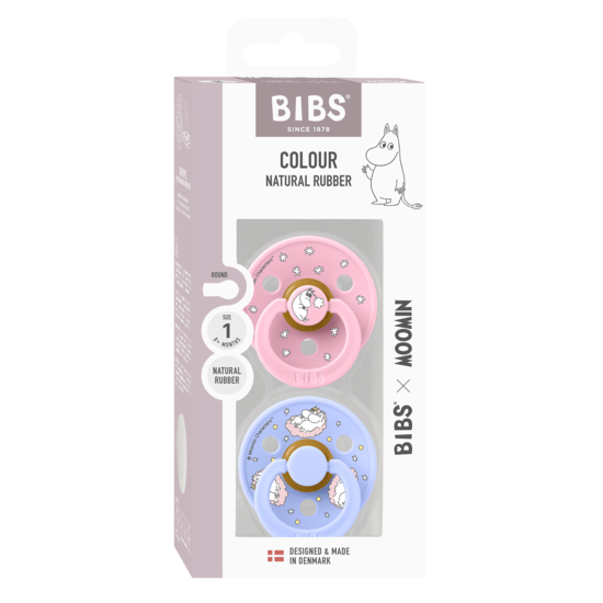 BIBS x Moomin Pacifier Colour Dreaming Latex Size 1 Baby Pink mix 2-pack