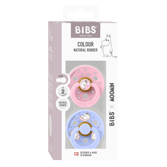 BIBS x Moomin Pacifier Colour Dreaming Latex Size 2 Baby Pink mix 2-pack