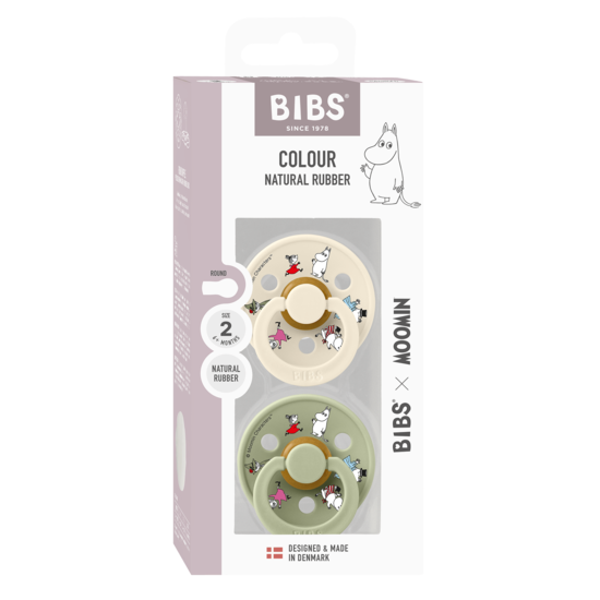 BIBS x Moomin Pacifier Colour Friends Latex Size 2 Ivory mix 2-pack