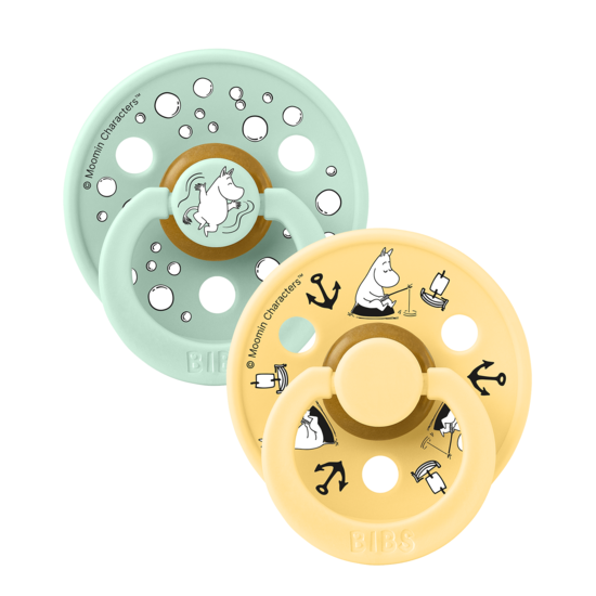 BIBS x Moomin Pacifier Colour Sailing Latex Size 1 Nordic Mint mix 2-pack