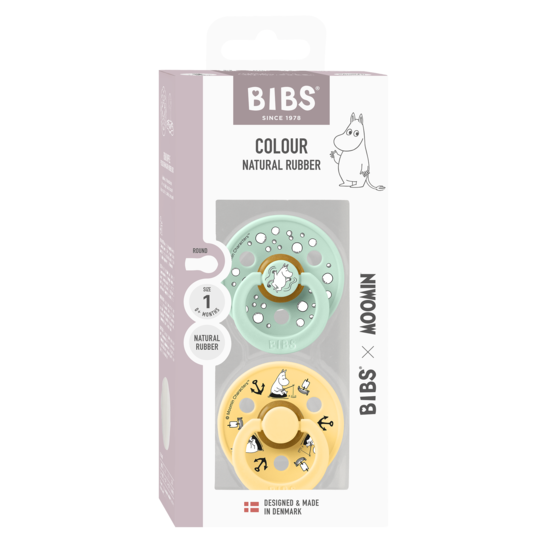 BIBS x Moomin Pacifier Colour Sailing Latex Size 1 Nordic Mint mix 2-pack