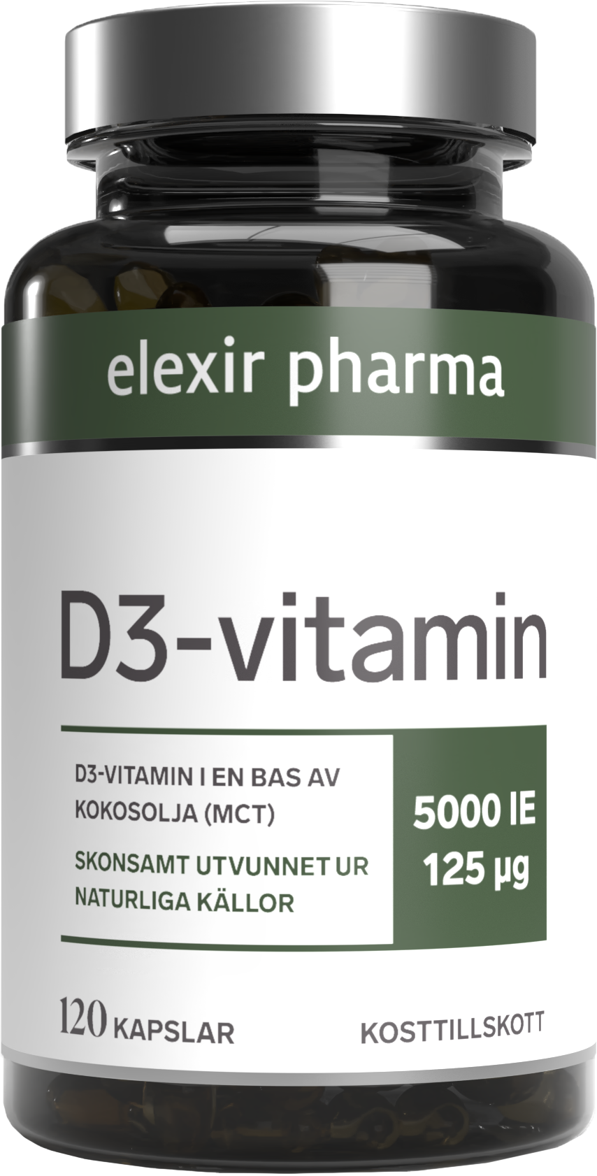 Elexir Pharma D3-Vitamin 5000IE 120 kapslar