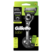 GilletteLabs Rakhyvel Exfoliating Bar 2 Rakblad med Magnetiskt Ställ & Resefodral