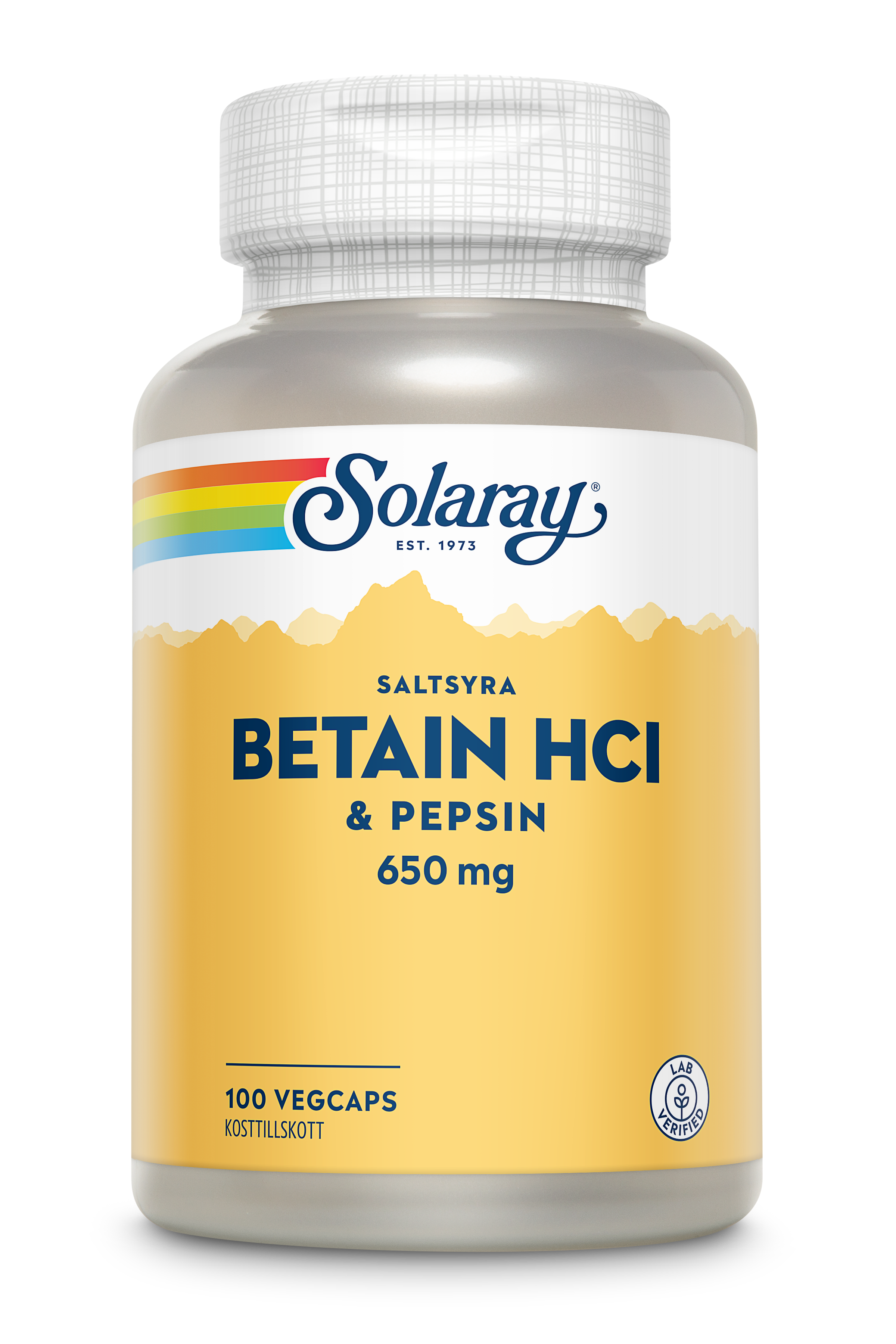 Solaray Betain HCI & Pepsin 100 kapslar