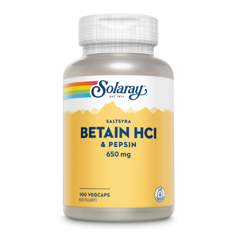 Solaray Betain HCI & Pepsin 100 kapslar