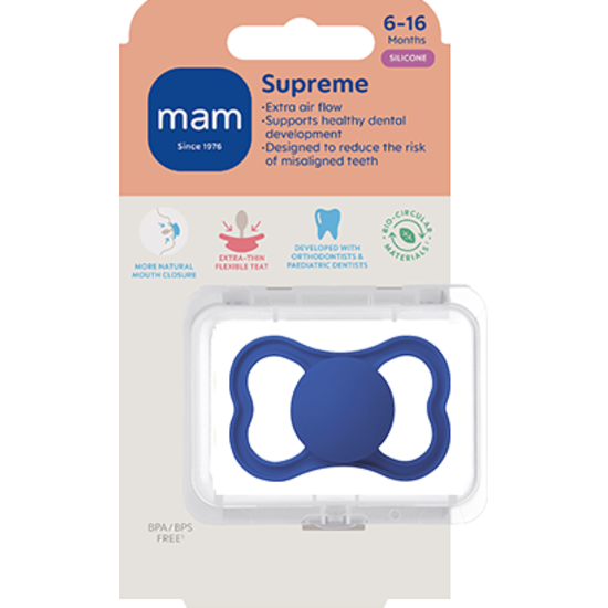 MAM Supreme Silicone 6-16 mån Blue Unprinted
