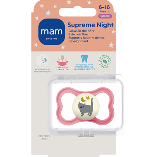 MAM Supreme Night Silicone 6-16 mån Pink
