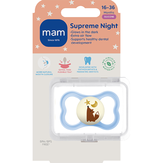 MAM Supreme Night Silicone 16-36 mån Blue 