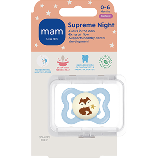 MAM Supreme Night Silicone 0-6 mån Blue