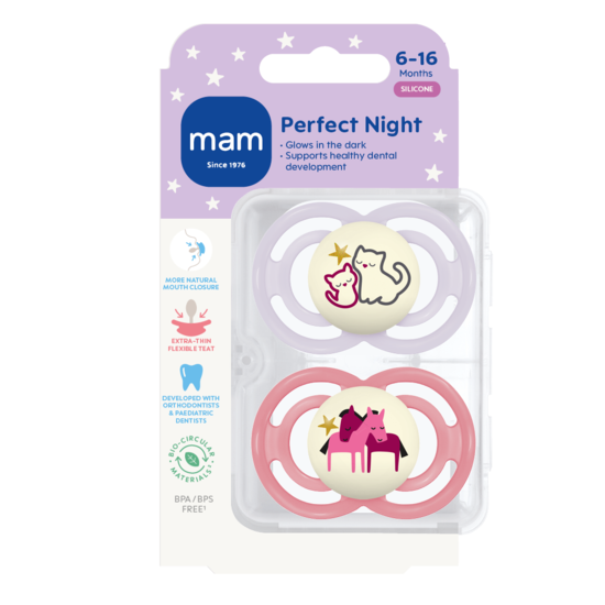 MAM Perfect Night Silicone 6-16 mån Pink 2-pack