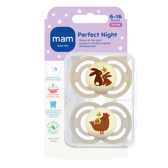 MAM Perfect Night Silicone 6-16 mån Neutral 2-pack