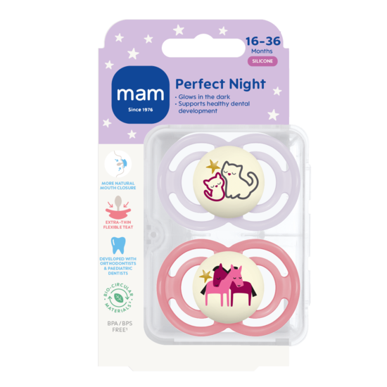 MAM Perfect Night Silicone 16-36 mån Pink 2-pack