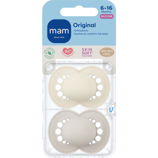 MAM Original Silicone 6-16 mån Neutral Unprinted 2-pack
