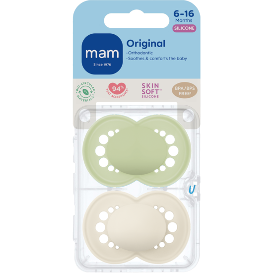 MAM Original Silicone 6-16 mån Green Unprinted 2-pack
