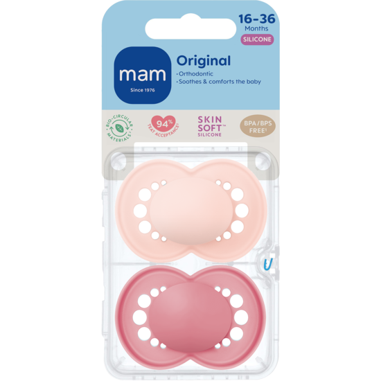 MAM Original Silicone 16-36 mån Pink Unprinted 2-pack