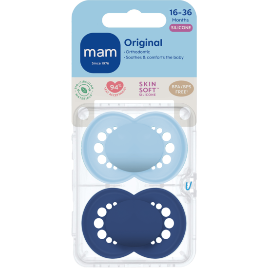 MAM Original Silicone 16-36 mån Blue Unprinted 2-pack