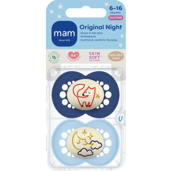 MAM Original Night Silicone 6-16 mån Blue 2-pack