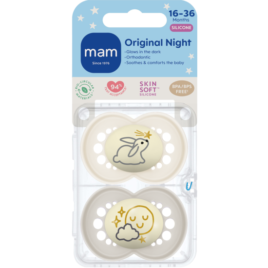 MAM Original Night Silicone 16-36 mån Neutral 2-pack