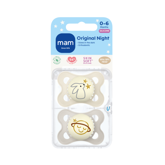 MAM Original Night Silicone 0-6 mån Neutral 2-pack