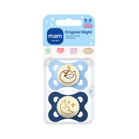 MAM Original Night Silicone 0-6 mån Blue 2-pack