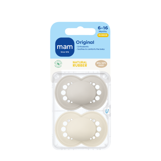 MAM Original Natural Rubber 6-16 mån Neutral Unprinted 2-pack