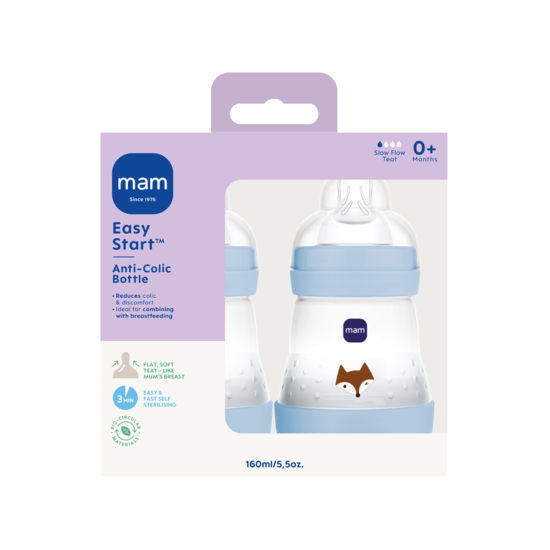 MAM Easy Start Anti-Colic 160 ml Blue 2 st