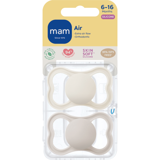 MAM Air Silicone 6-16 mån Neutral Unprinted 2-pack
