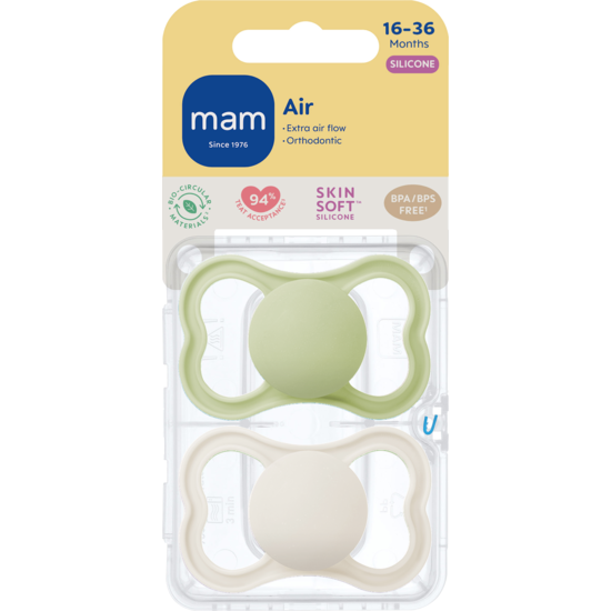 MAM Air Silicone 16-36 mån Green Unprinted 2-pack