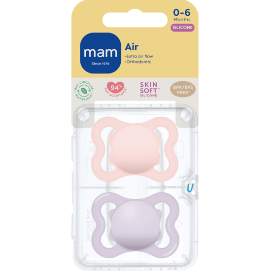 MAM Air Silicone 0-6 mån Pink 2-pack