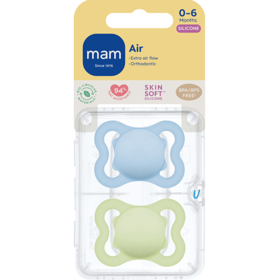 MAM Air Silicone 0-6 mån Blue 2-pack