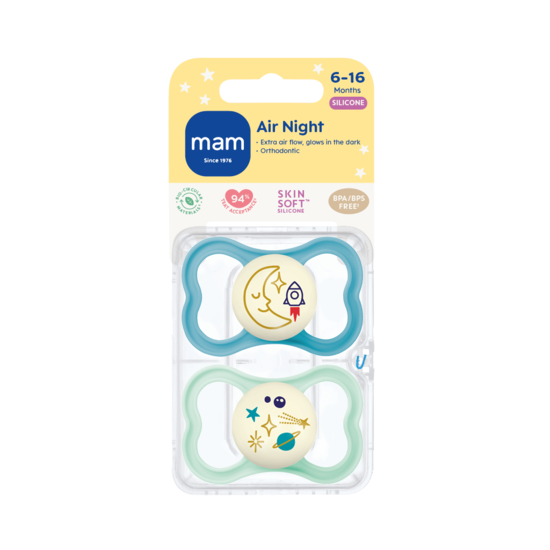 MAM Air Night Silicone 6-16 mån Blue 2-pack