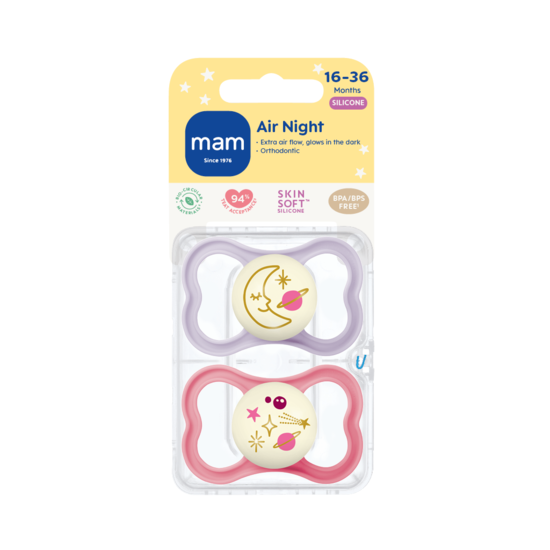 MAM Air Night Silicone 16-36 mån Pink 2-pack