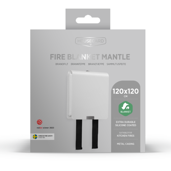 Housegard Mantle Brandfilt med Metallhölje 120x120 cm Vit