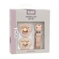BIBS Pacifier & Clip Gift Set Jasmine Field Latex Size 2 Blush