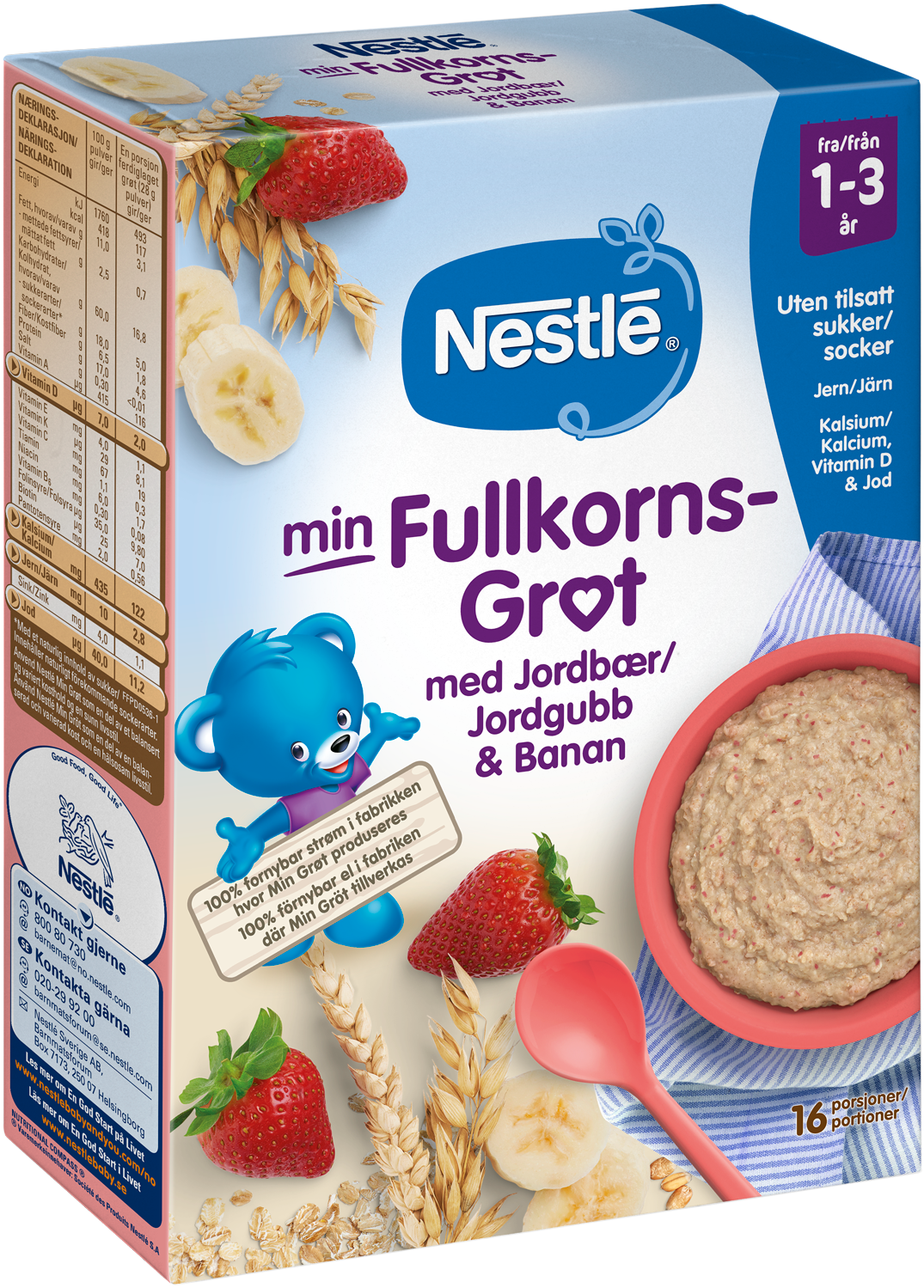 Nestlé Min Fullkornsgröt Jordgubb/Banan 450 g