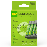 GP Batteries Recharge Batteriladdare inkl. 2 st AA & 2 st AAA-batterier