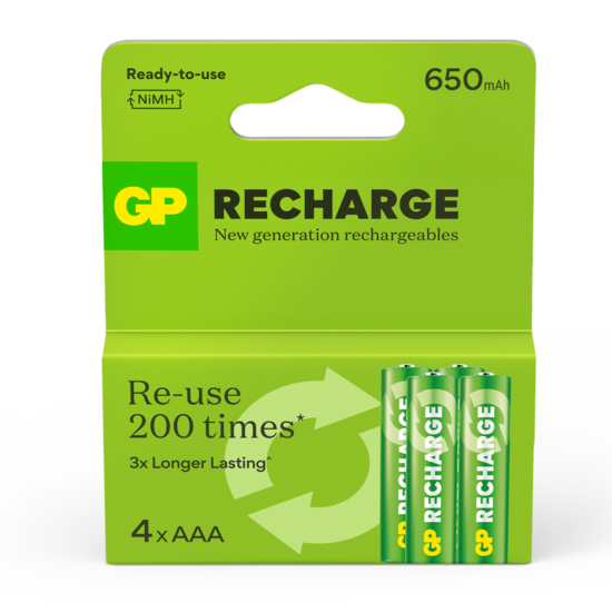 GP Batteries Recharge AAA-batteri 650mAh 4 st