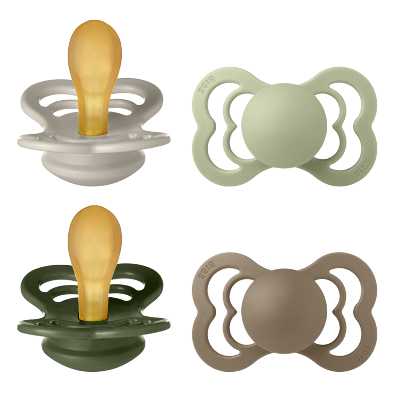 BIBS Supreme Latex Size 2 Sand/Sage/Hunter green/Dark Oak 4-pack