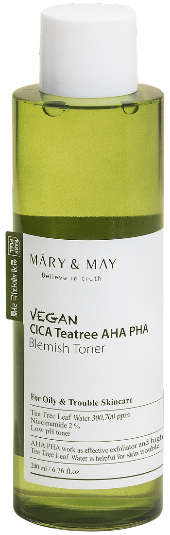 Mary&May Vegan CICA Tea Tree AHA PHA Blemish Toner 200 ml 