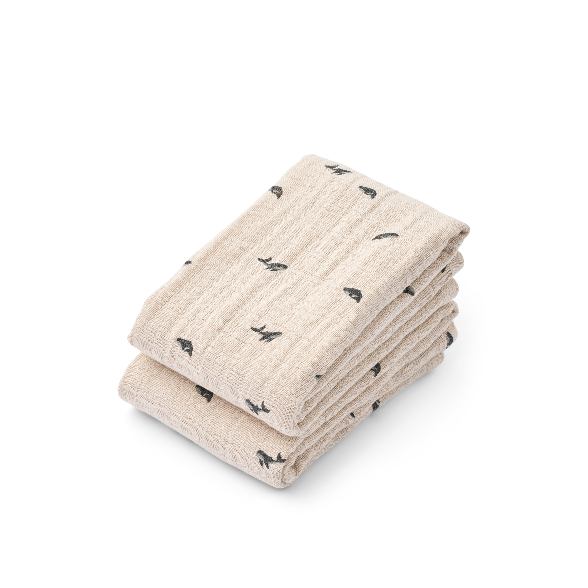 LIEWOOD Lewis Muslinfilt Mini Whale/Sandy 2-pack