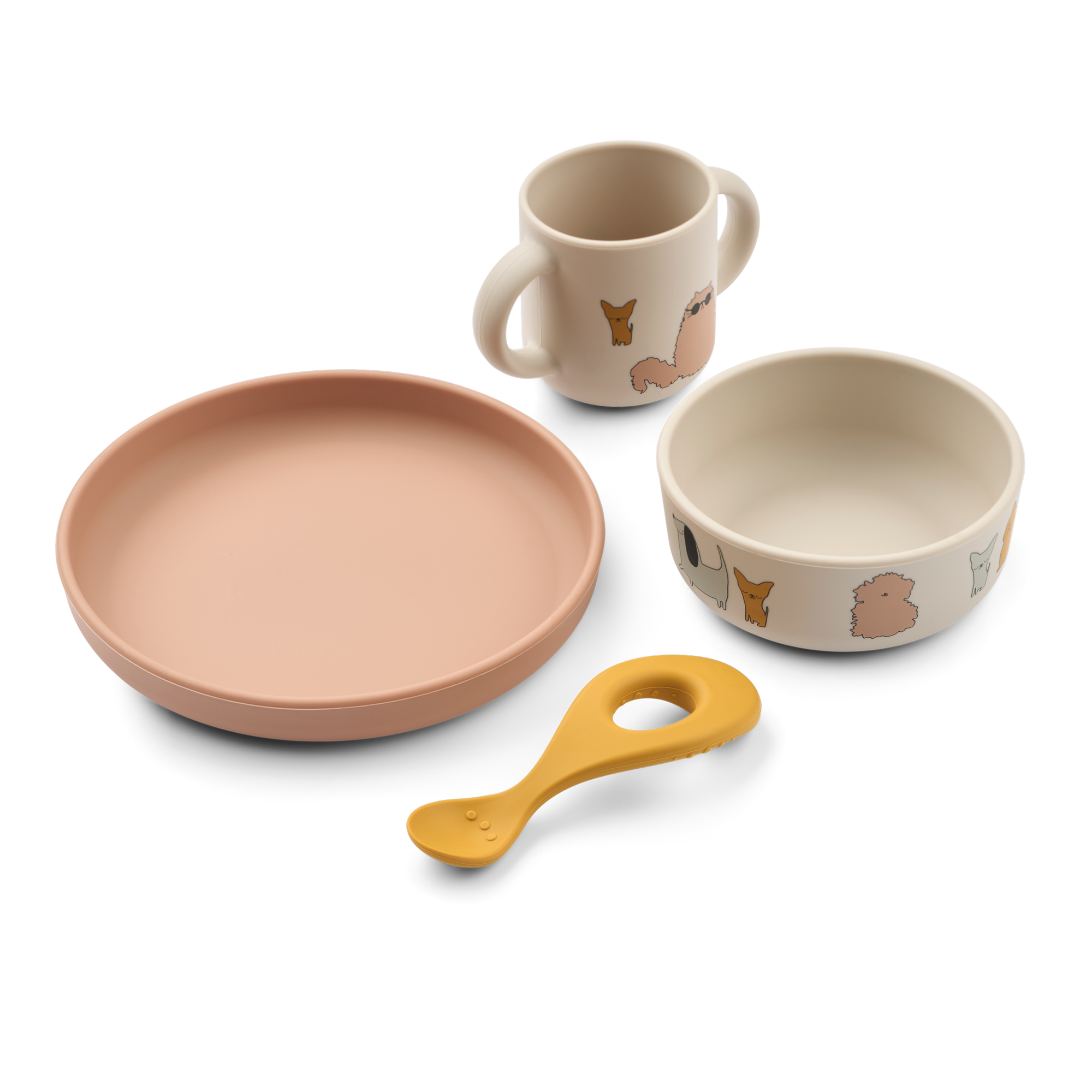 LIEWOOD Vivi Silikonservis Set Cats and Dogs/Sandy