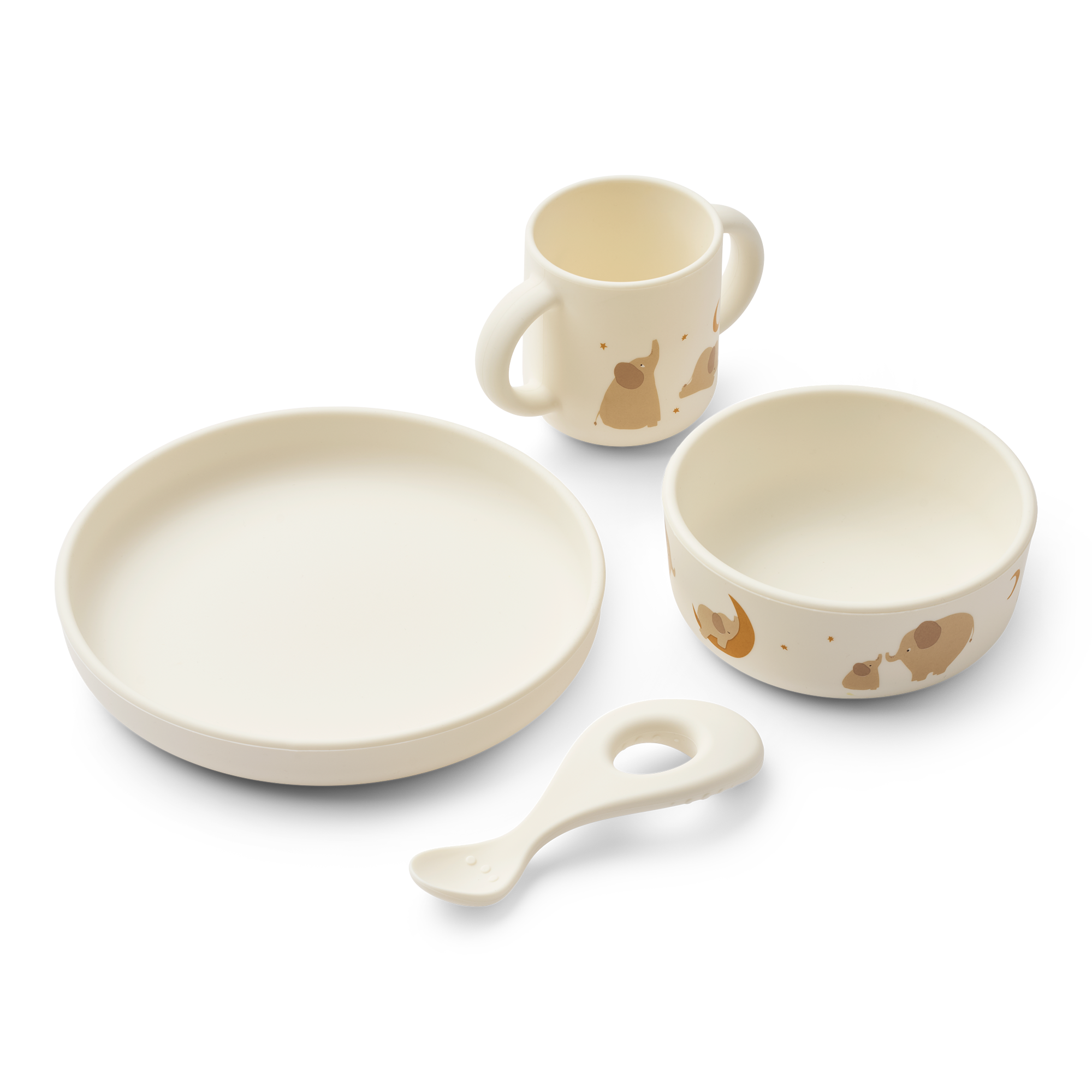 LIEWOOD Vivi Silikonservis Set Elephant/Creme de la Creme