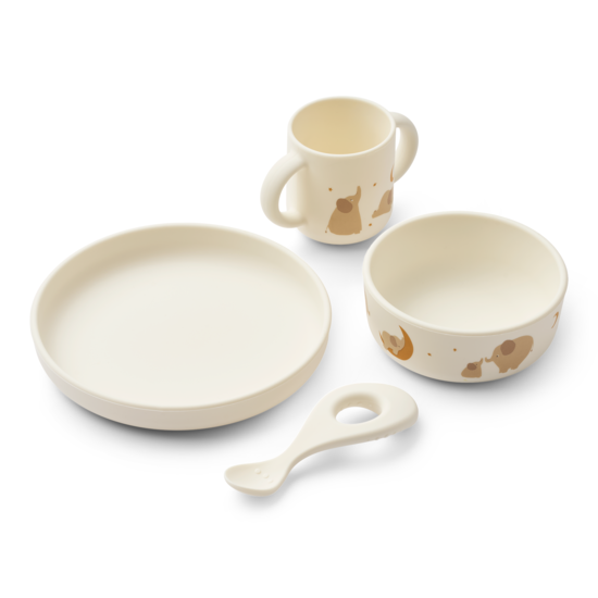 LIEWOOD Vivi Silikonservis Set Elephant/Creme de la Creme