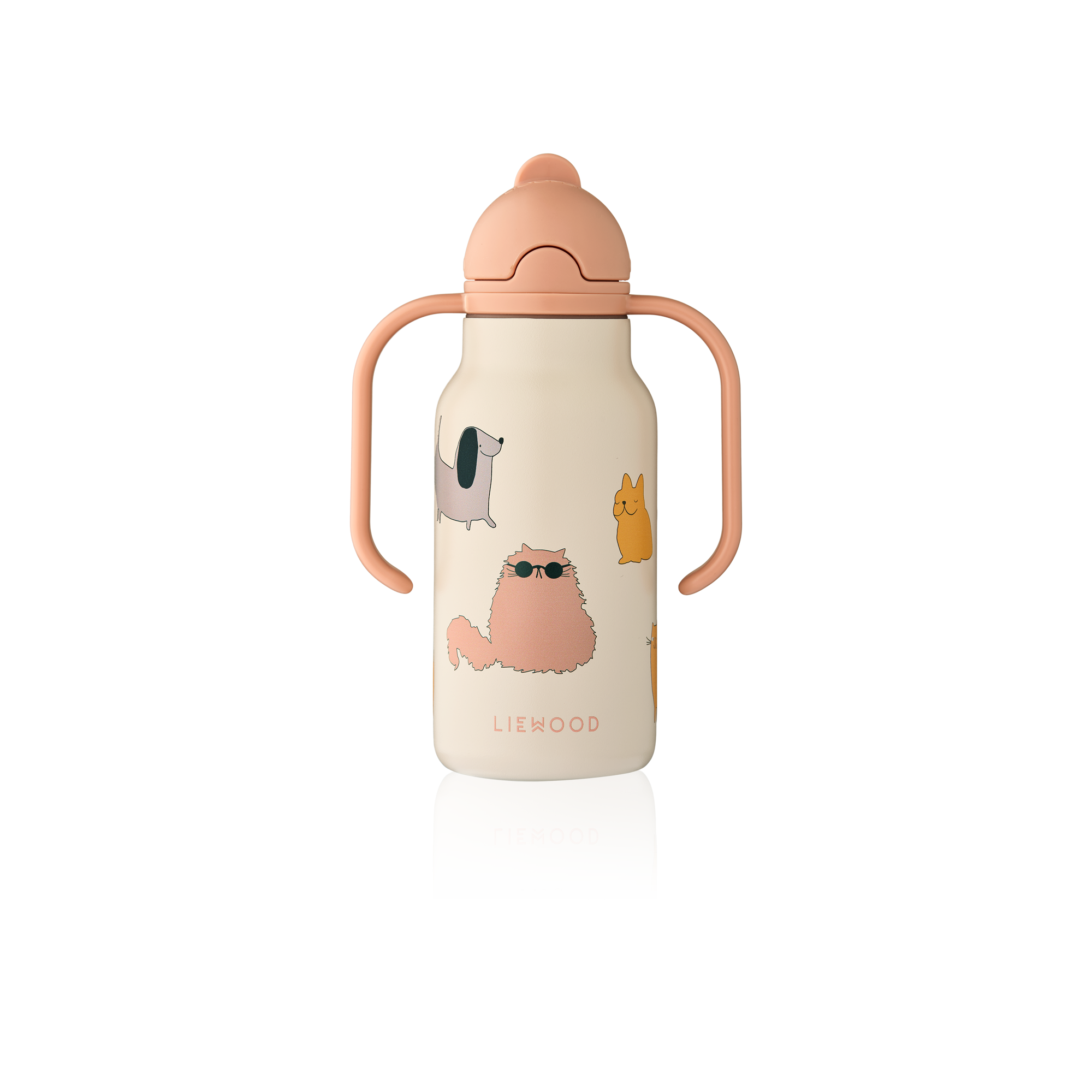 LIEWOOD Kimmie Sugrörsflaska Cats and Dogs/Sandy 250 ml