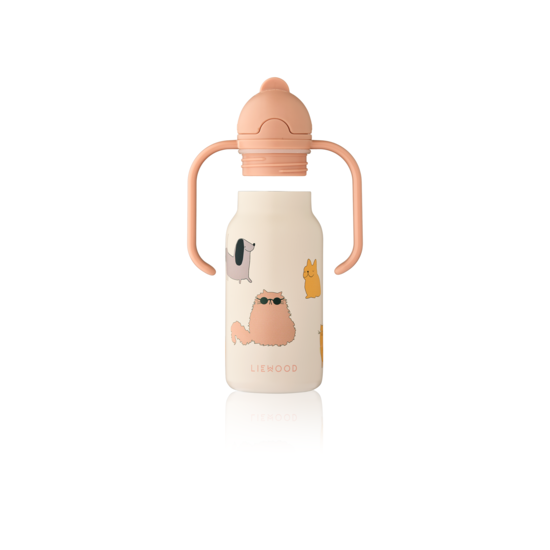 LIEWOOD Kimmie Sugrörsflaska Cats and Dogs/Sandy 250 ml