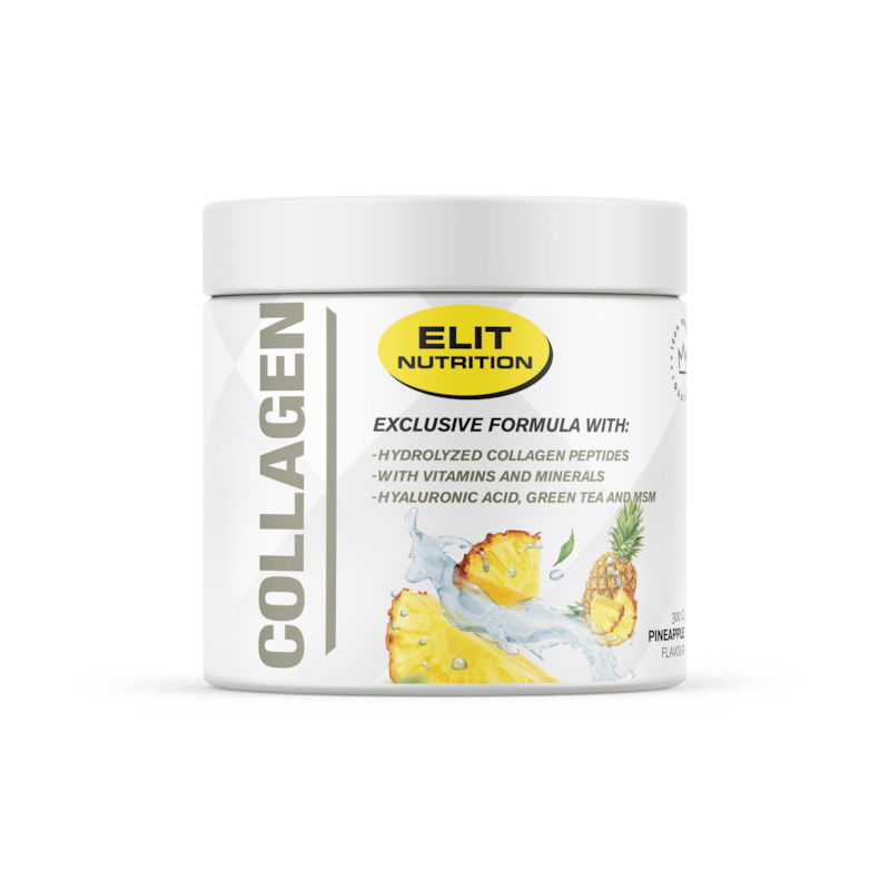 Elit Nutrition Kollagenpulver (Typ 1+3) med Hyalyronsyra Ananas 300 g