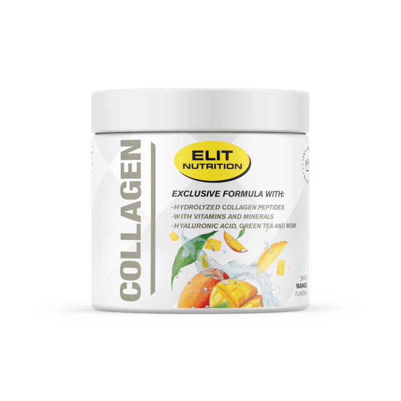 Elit Nutrition Kollagenpulver (Typ 1+3) med Hyalyronsyra Mango 300 g
