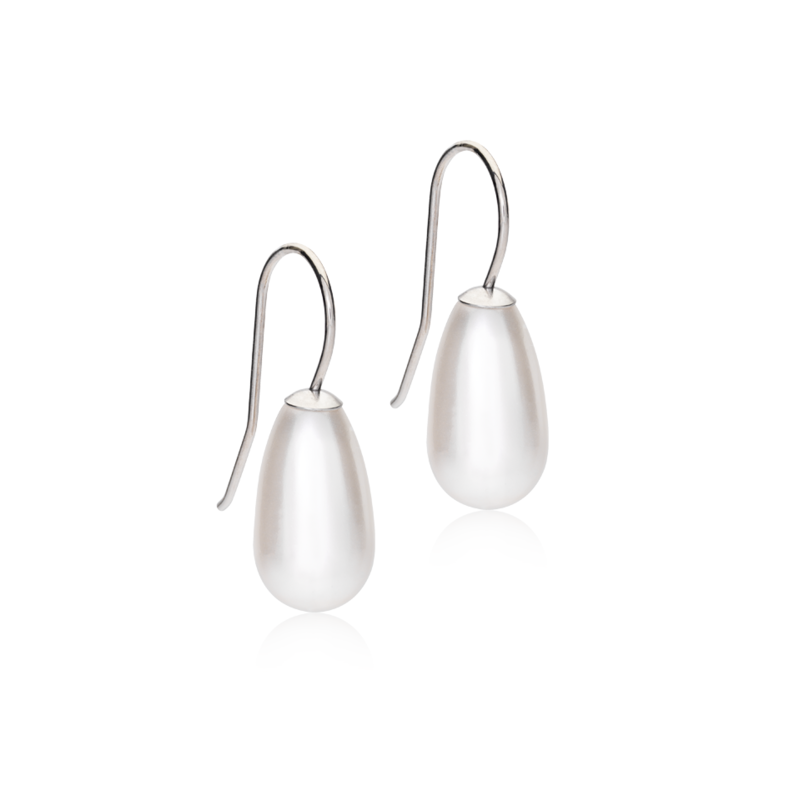 Blomdahl örhängen Blomdahl NT Pendant Pearl Drop 15 mm White